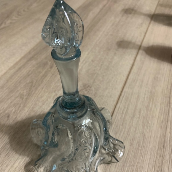 Fenton Light Blue Paisley & Swirl Design Glass Bell. 6 1/2” H w/ a 4” Opening. - Picture 7 of 9